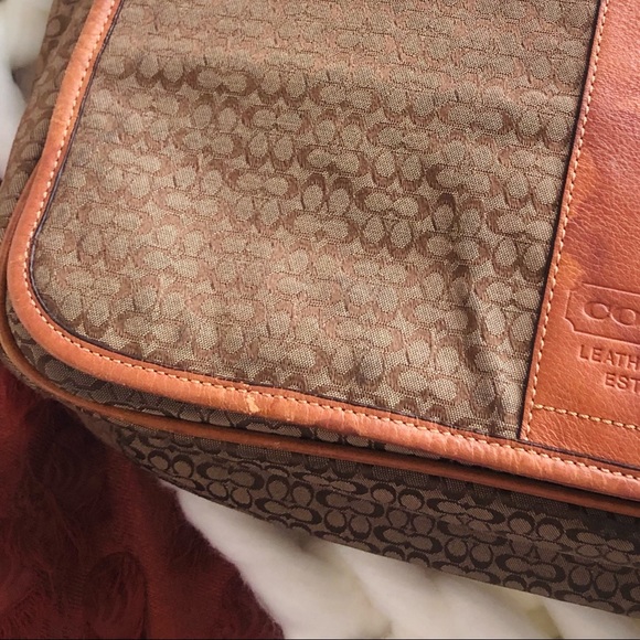 Coach Large Mini Signature Tote Khaki Tan Canvas Jacquard and Leather - Picture 2 of 16